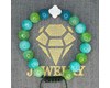 دستبند زنانه سنگ آپاتیت آبی و جید سبز و آبی به همراه صدف ونکلیف